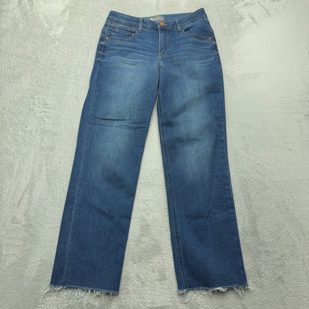 Democracy Jeans Womens 4 Blue Ab Solution Straight Leg Raw Hem Denim Pants